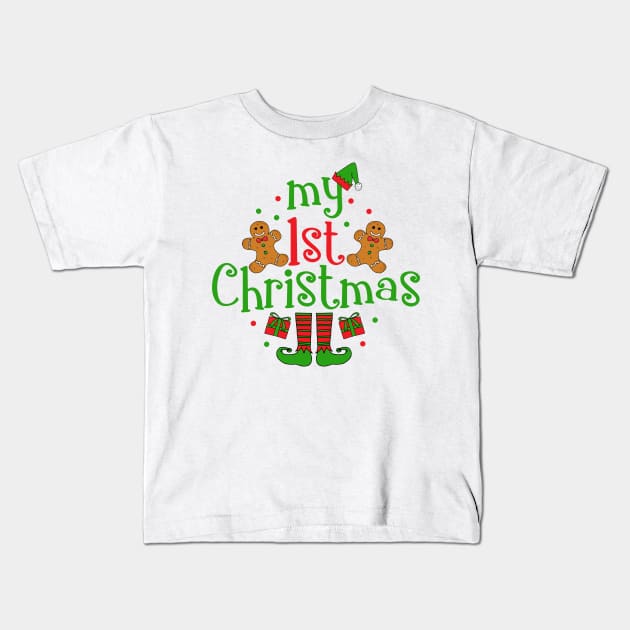 My First Christmas Baby Elf Kids T-Shirt by HotHibiscus